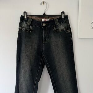 Y2K inspired dark acid wash denim jeans